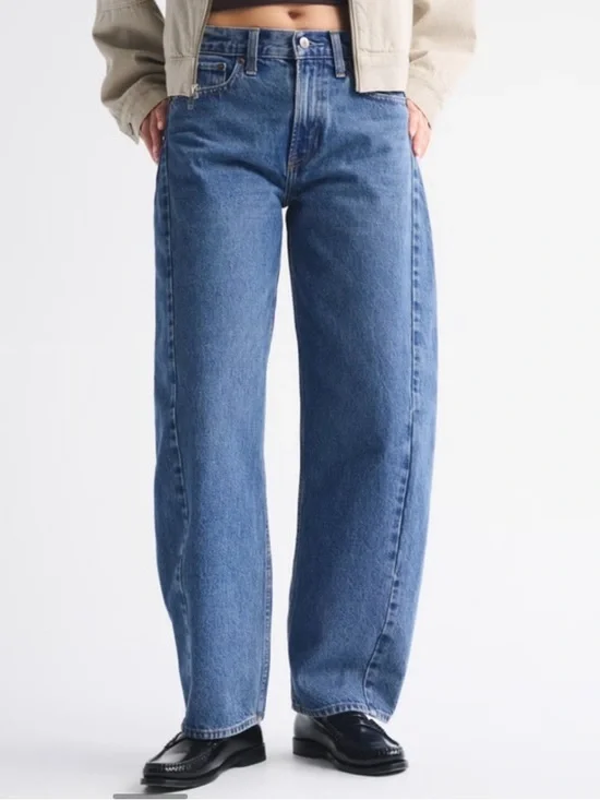 Abercrombie and Fitch The Barrel Jean Mid Rise Curve Love Size 32/14 S - Picture 6 of 11